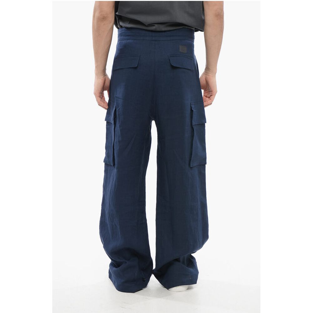 Single-pleated Linen Cargo Pants