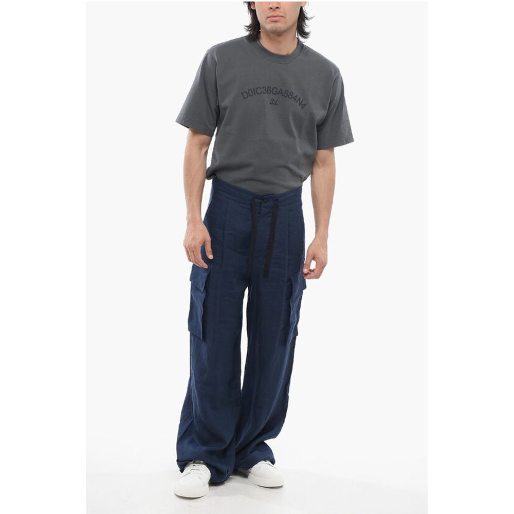 Single-pleated Linen Cargo Pants