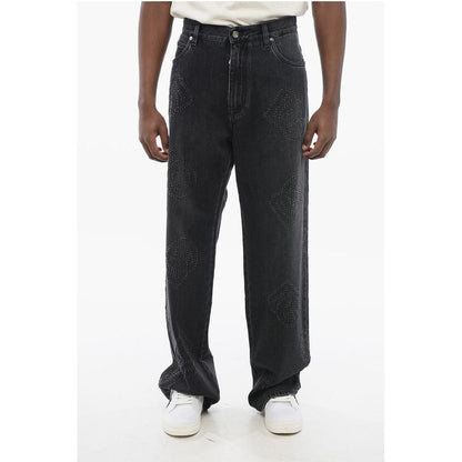 OVER 5-Pocketed Denims with Perforated Logo 26cm