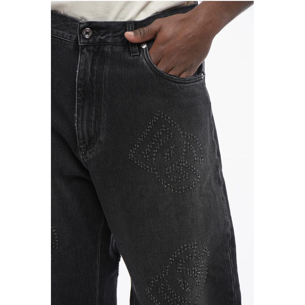 OVER 5-Pocketed Denims with Perforated Logo 26cm