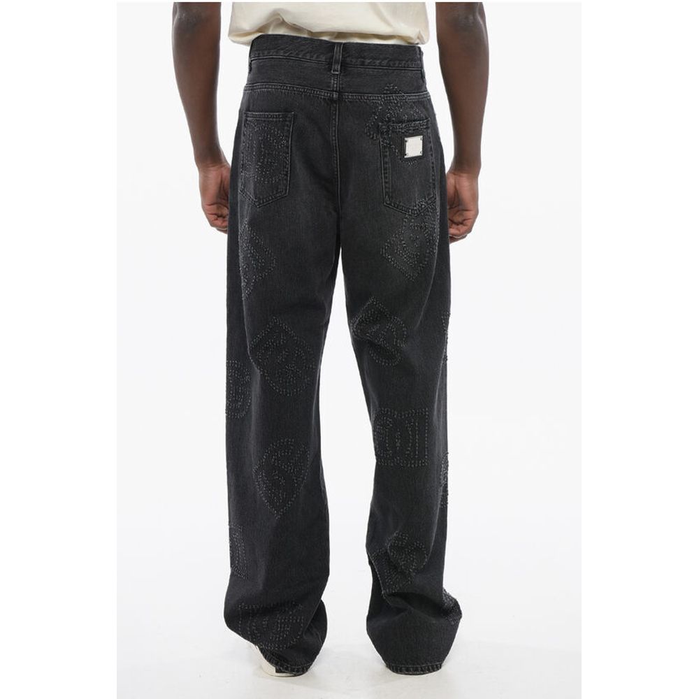 OVER 5-Pocketed Denims with Perforated Logo 26cm