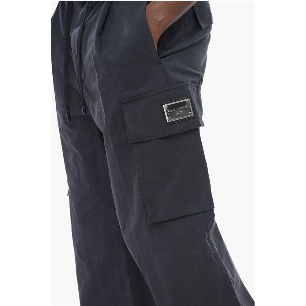 Single-pleated Cotton Blend Cargo Pants