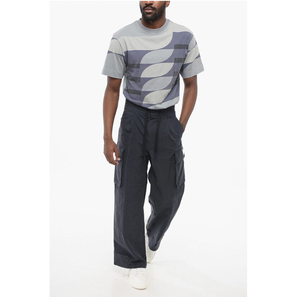 Single-pleated Cotton Blend Cargo Pants