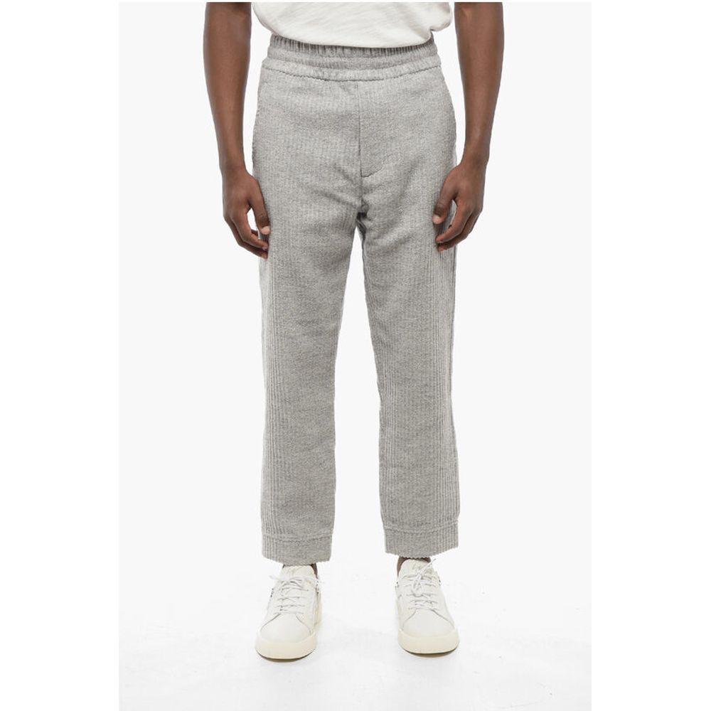 EMPORIO 3-Pocketed Ribbed Wool Blend Pants