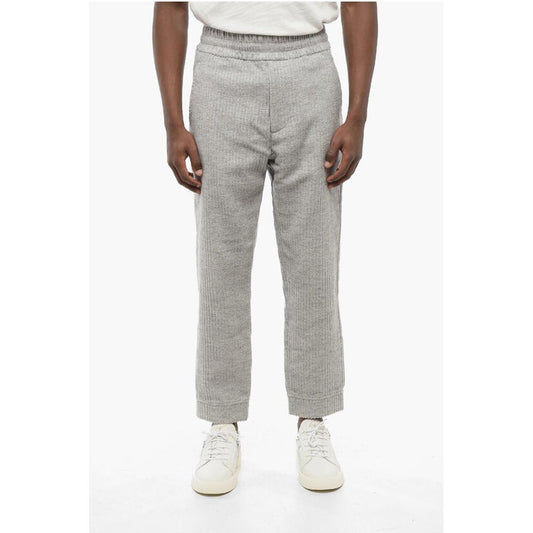 EMPORIO 3-Pocketed Ribbed Wool Blend Pants