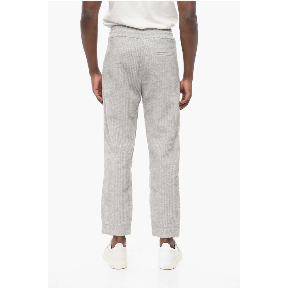 EMPORIO 3-Pocketed Ribbed Wool Blend Pants
