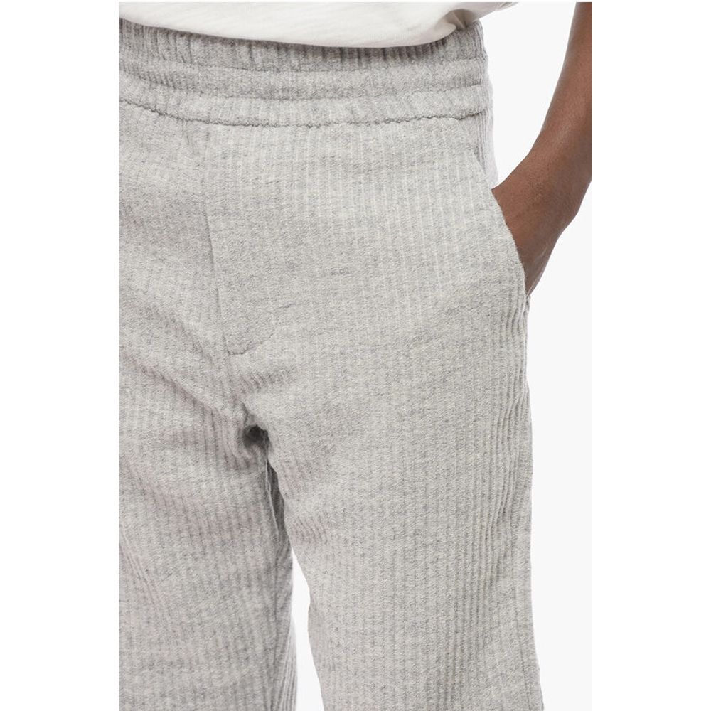 EMPORIO 3-Pocketed Ribbed Wool Blend Pants