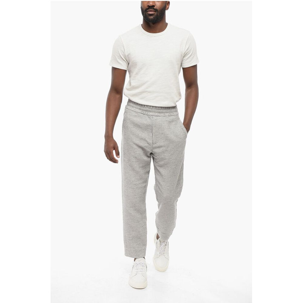 EMPORIO 3-Pocketed Ribbed Wool Blend Pants