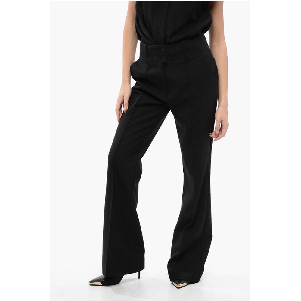 High-Waisted Wool Blend Pants