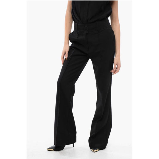 High-Waisted Wool Blend Pants