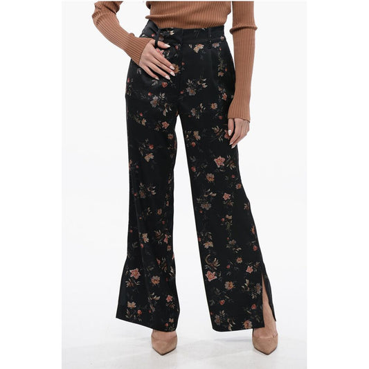 Floral Patterned Satin LOUISA Pants with Ankle Slits