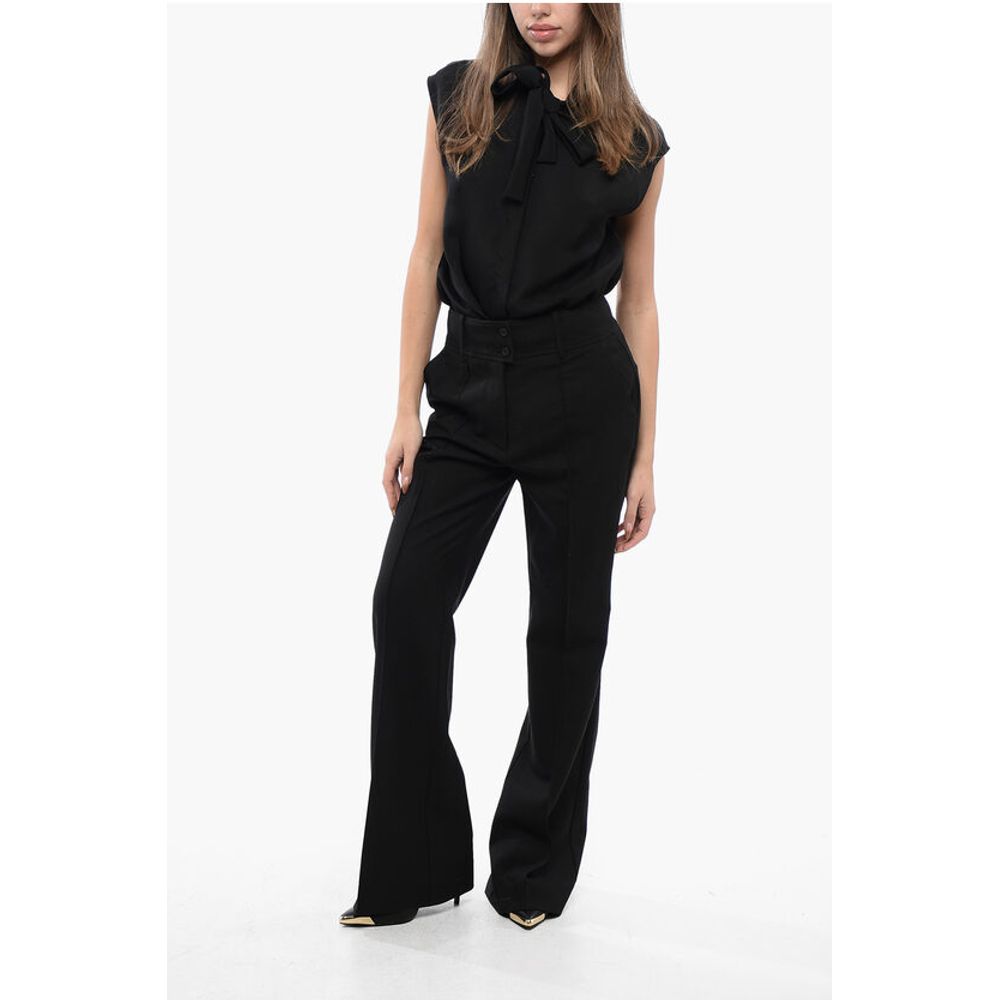 High-Waisted Wool Blend Pants