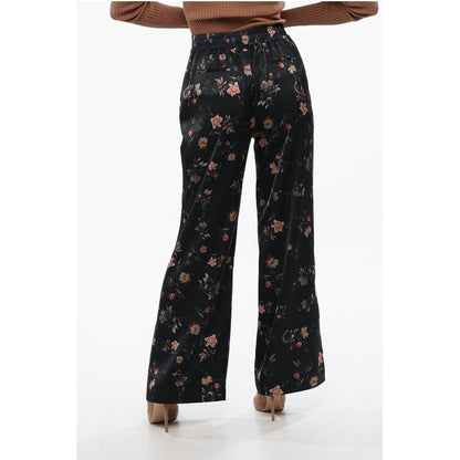 Floral Patterned Satin LOUISA Pants with Ankle Slits
