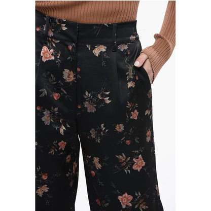 Floral Patterned Satin LOUISA Pants with Ankle Slits