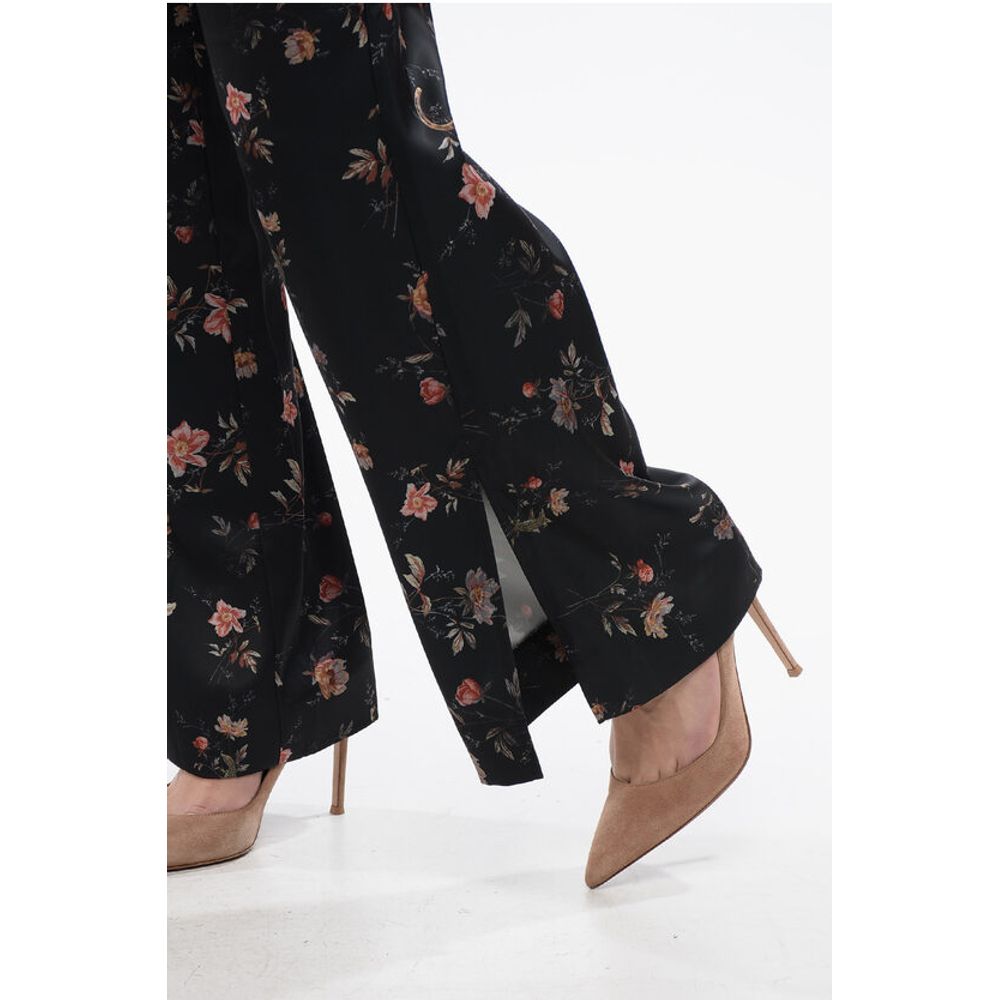 Floral Patterned Satin LOUISA Pants with Ankle Slits