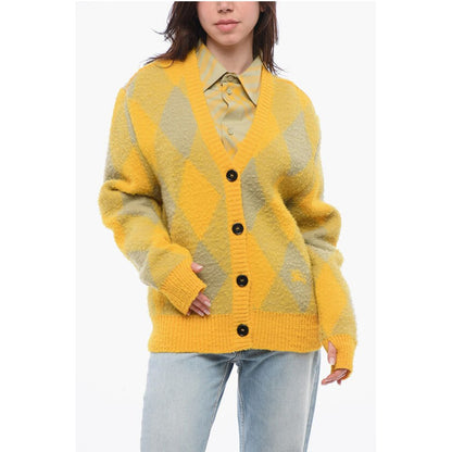 Argyle Patterned Wool Cardigan