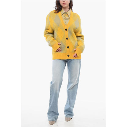 Argyle Patterned Wool Cardigan