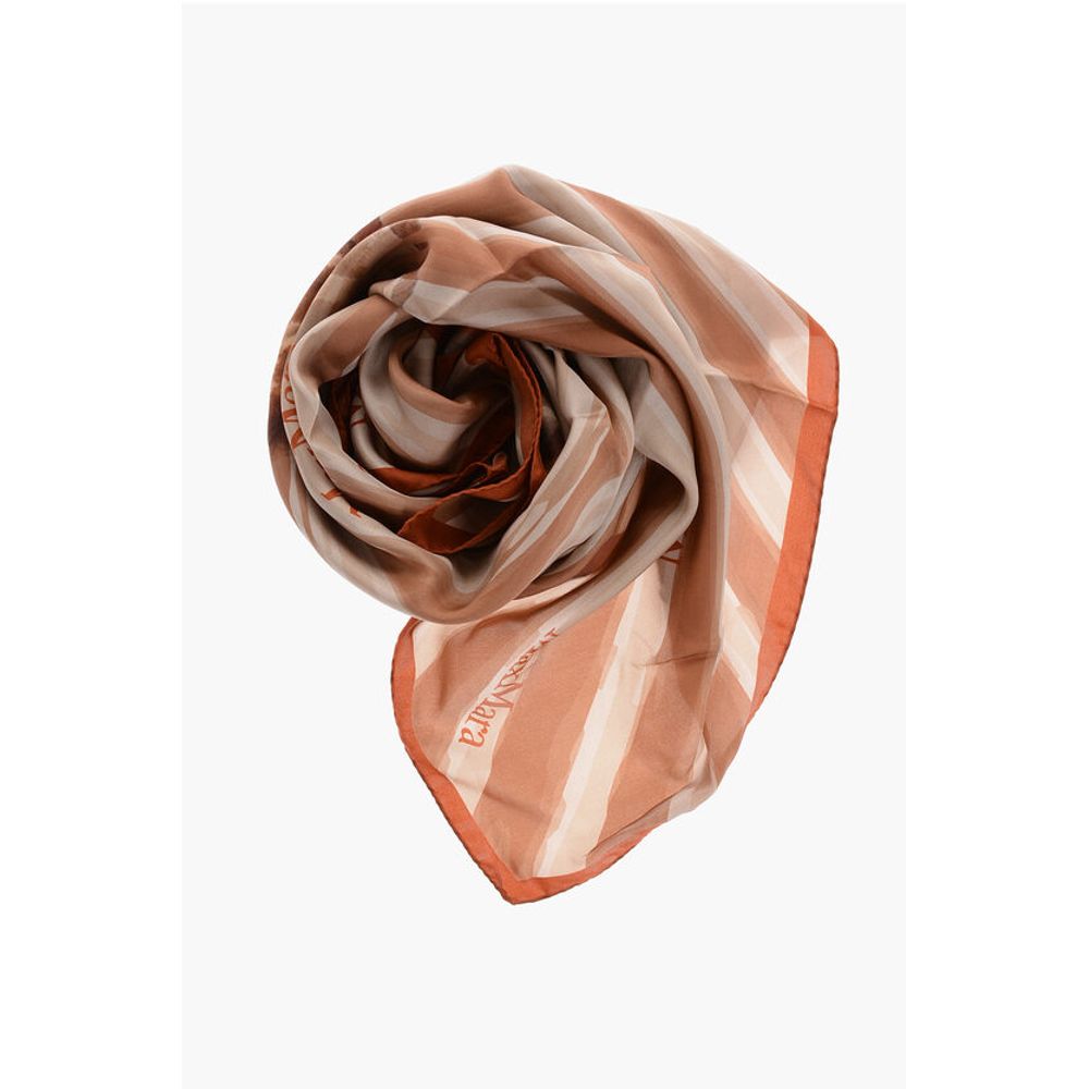 Two-Tone Silk CARRE90 Foulard with Logo Print