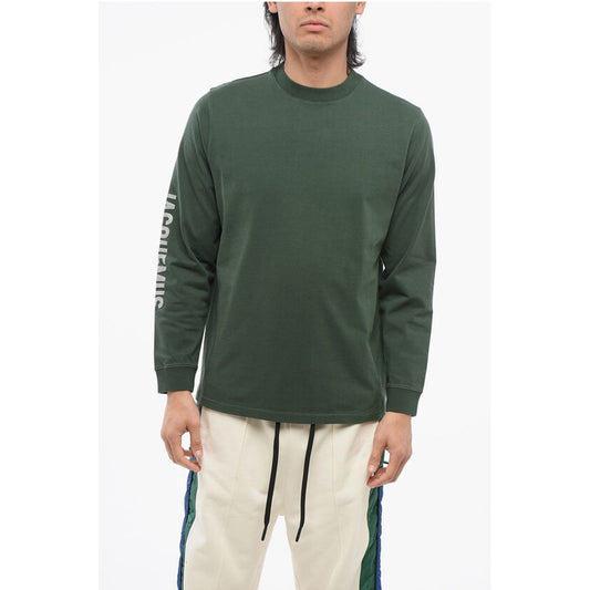 Crew Neck BRILHO Cotton T-Shirt with Glittered Logo