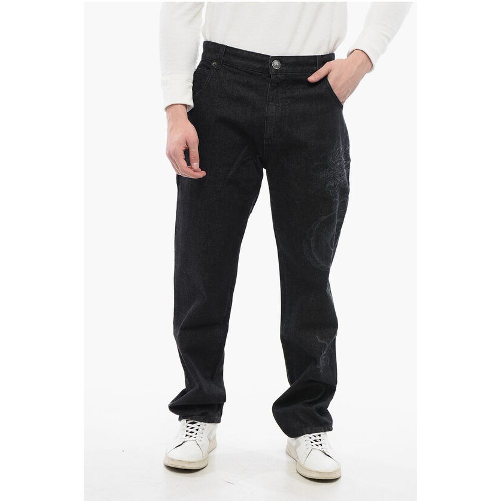 Straight Denims with Dragon Motif