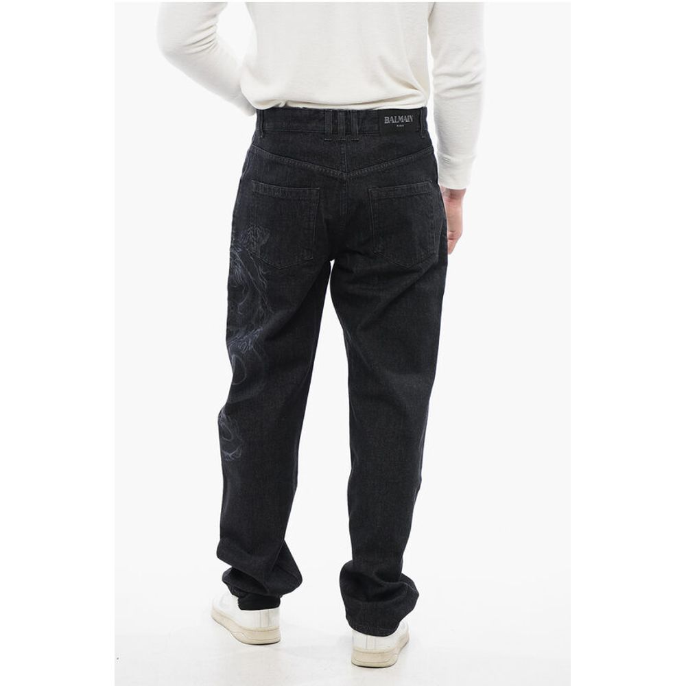 Straight Denims with Dragon Motif