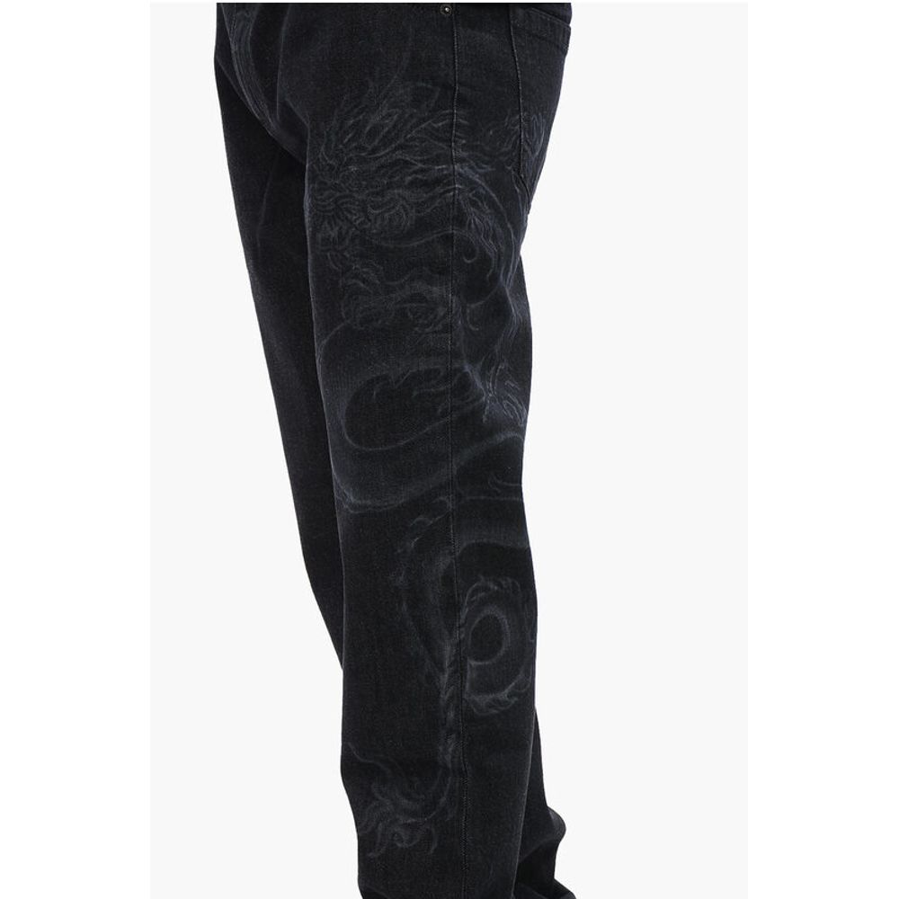 Straight Denims with Dragon Motif