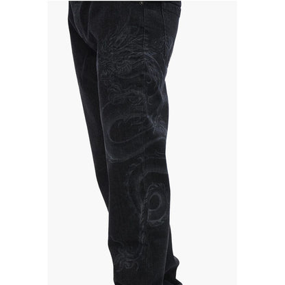 Straight Denims with Dragon Motif