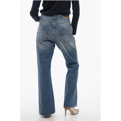 Cropped Fit Bootcut Denims with Delavè Design