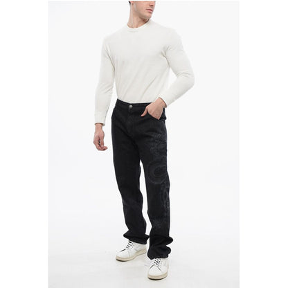 Straight Denims with Dragon Motif