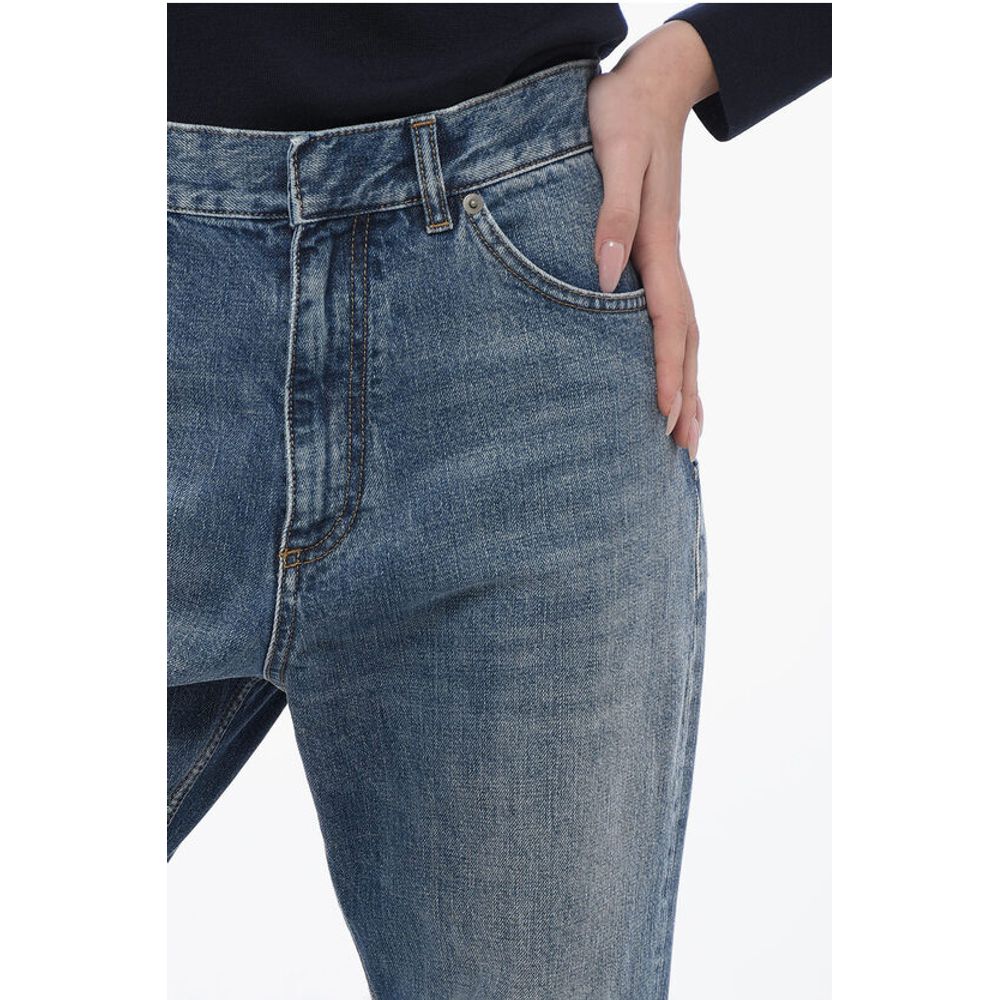 Cropped Fit Bootcut Denims with Delavè Design
