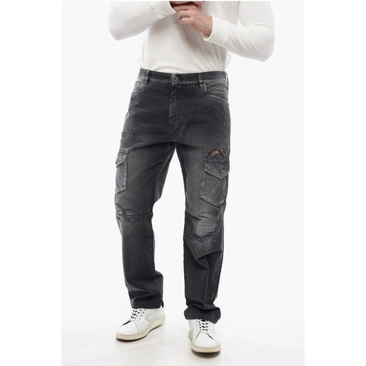 Distressed Cargo Pants with Vintage Effect