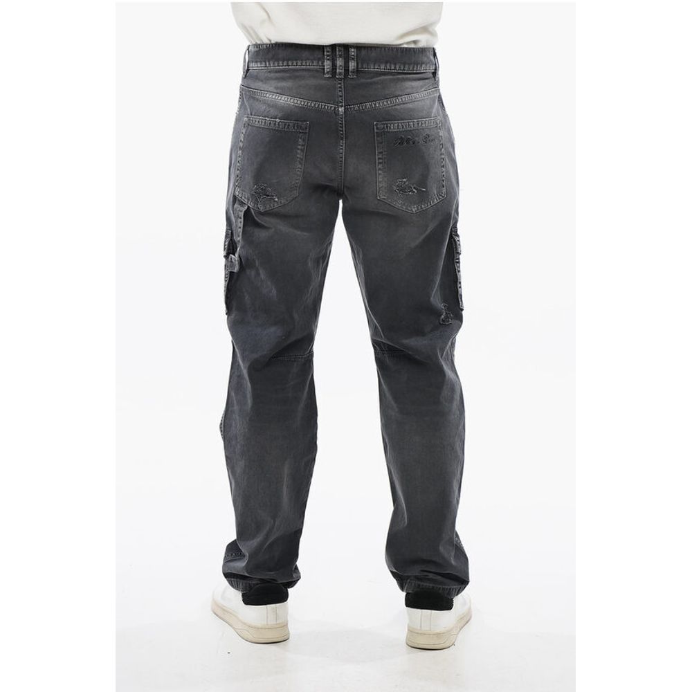 Distressed Cargo Pants with Vintage Effect