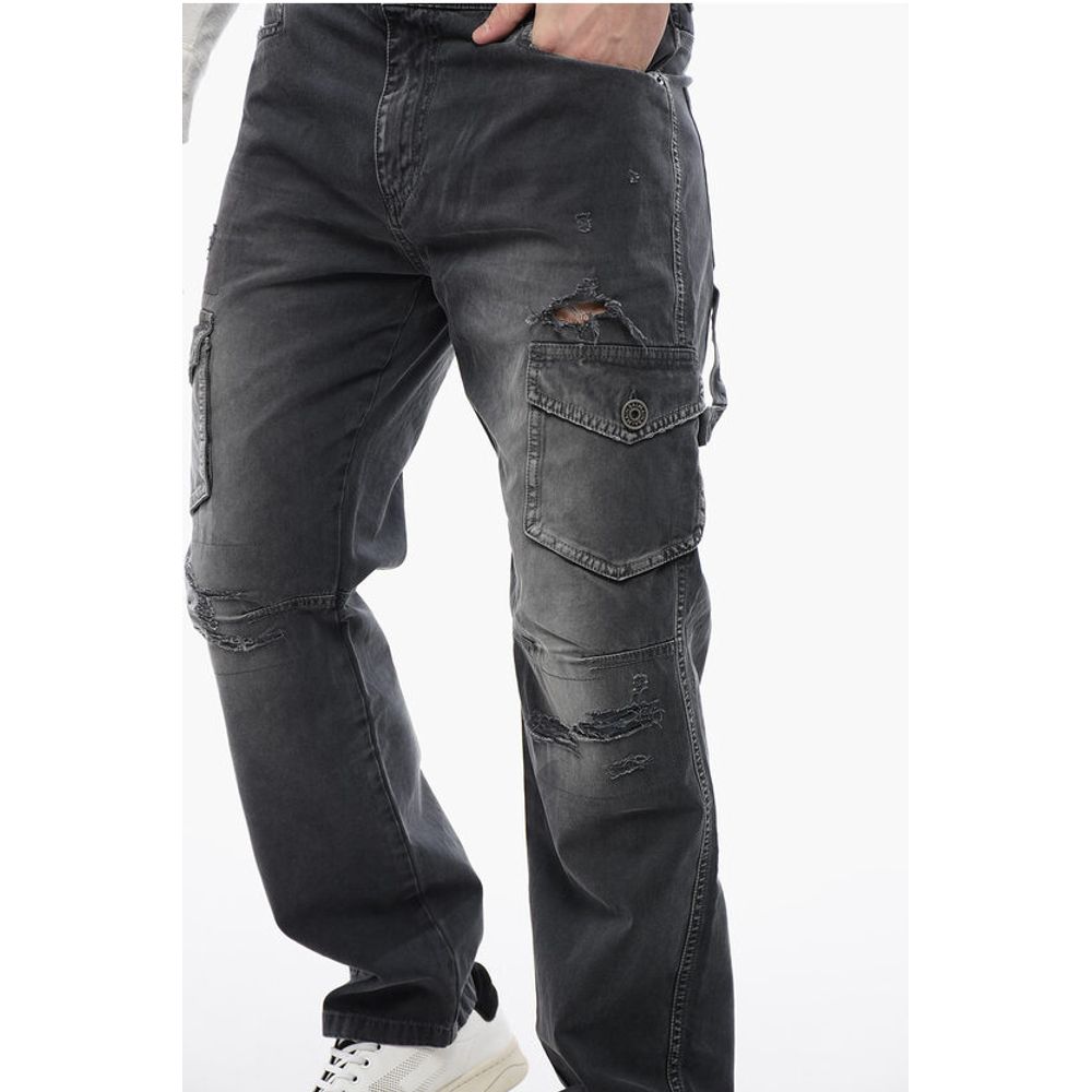 Distressed Cargo Pants with Vintage Effect