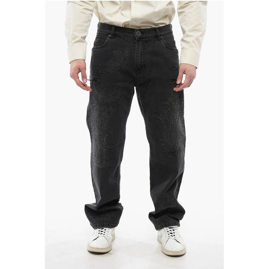 Distressed Straight-leg Denims