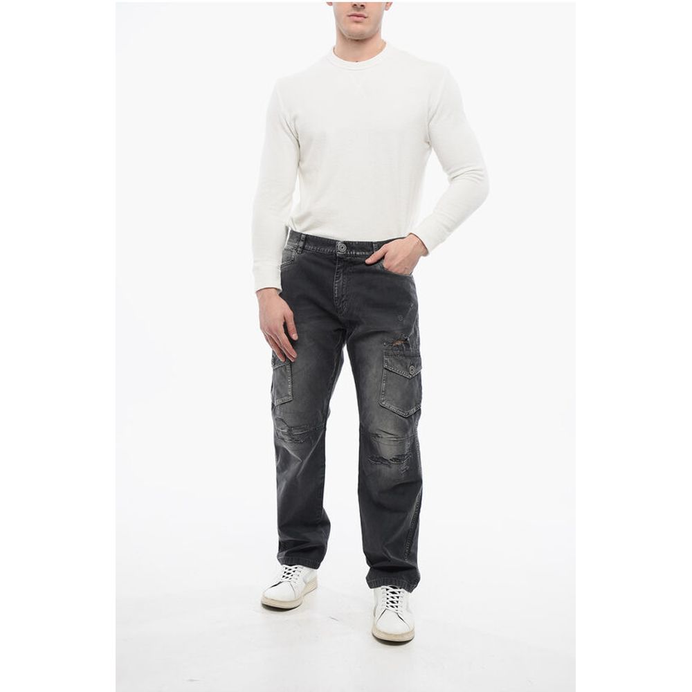 Distressed Cargo Pants with Vintage Effect