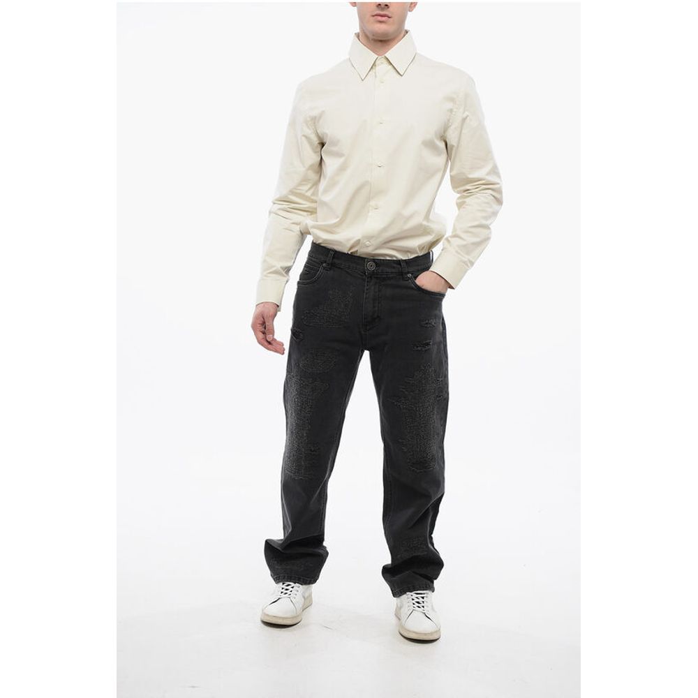 Distressed Straight-leg Denims