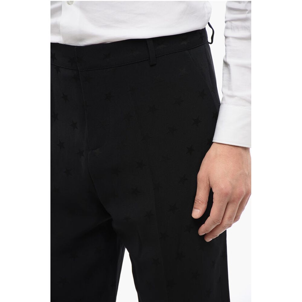 Viscose Blend Pants with Jacquard STAR Motif