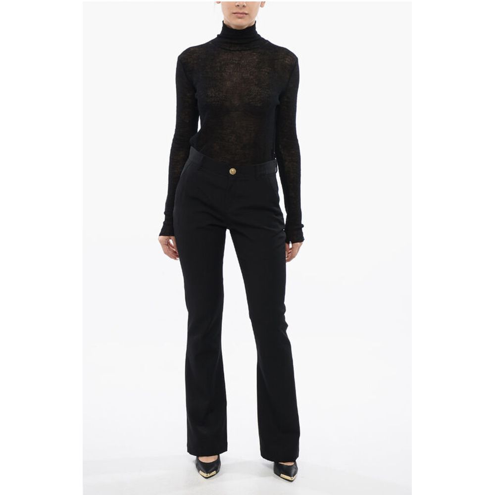 Flare-Fit Pants With Jewel Buttons