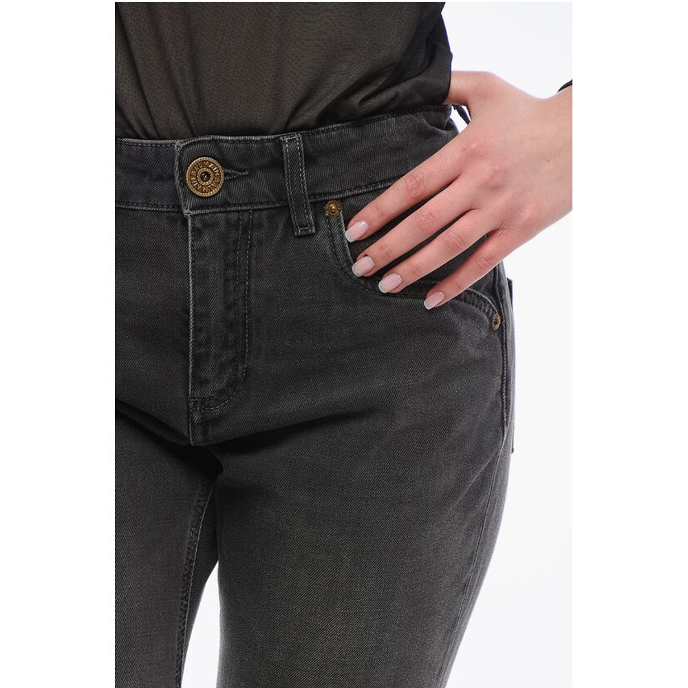 Cropped Fit Bootcut Denims with Belt Loops