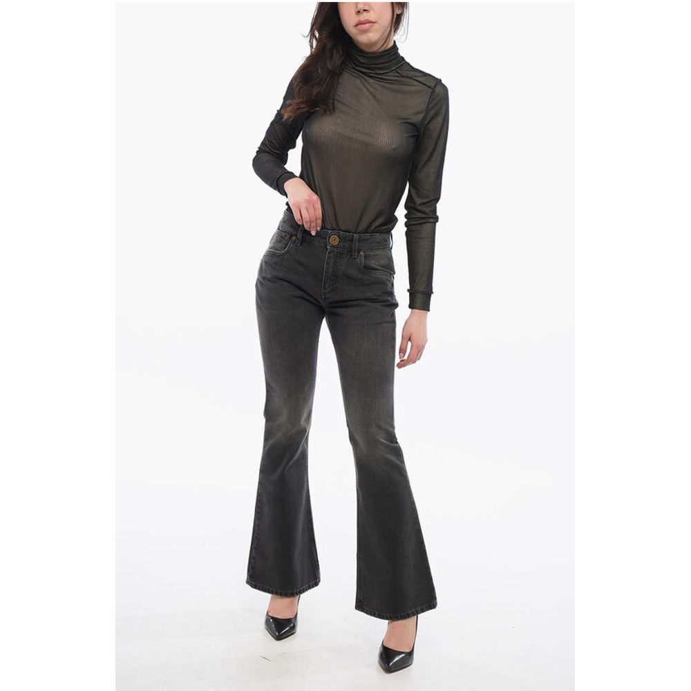 Cropped Fit Bootcut Denims with Belt Loops