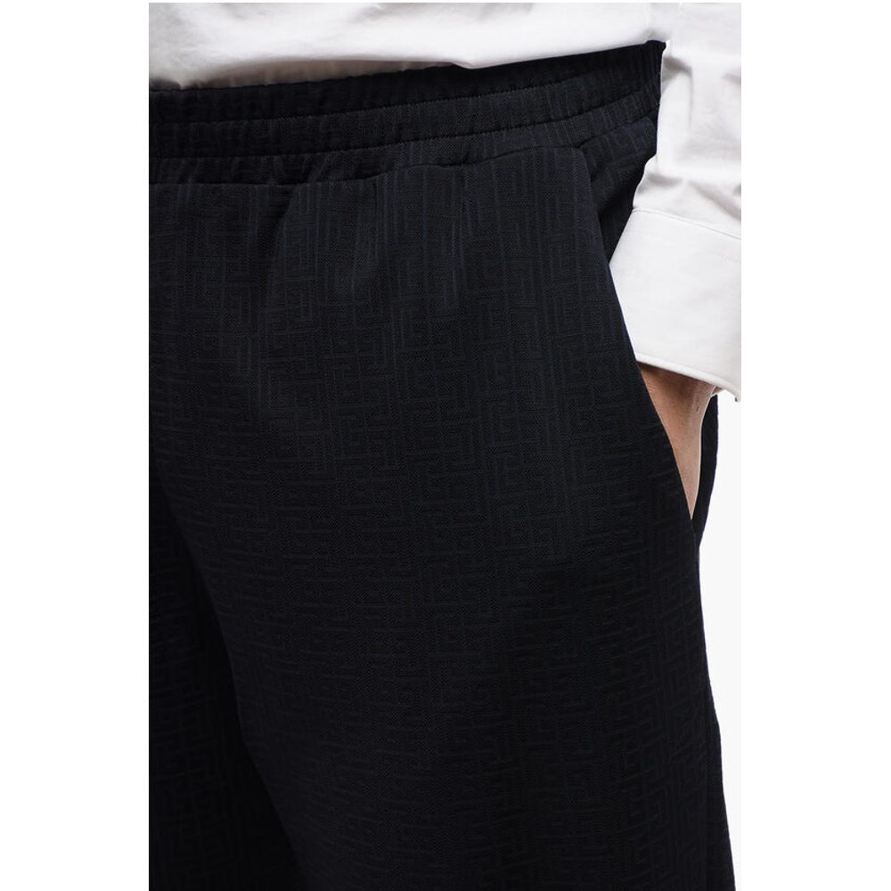 Jacquard Fabric Sweatpants with Cuffs