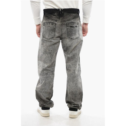 Distressed Straight Denims with Stonewash Effect
