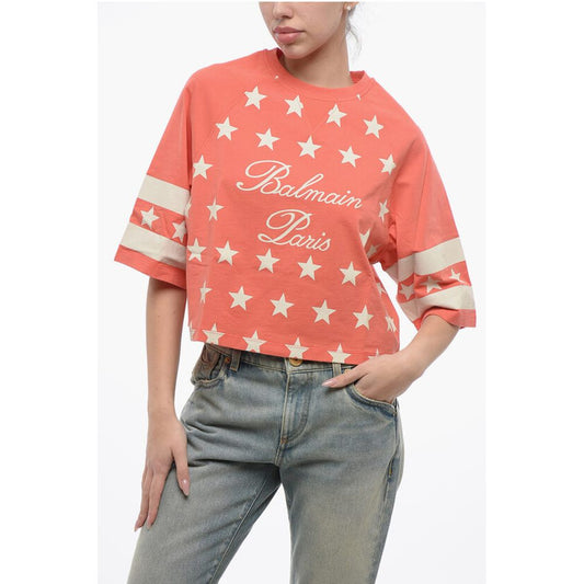 Cotton STAR Cropped Fit T-Shirt with Printed Logo