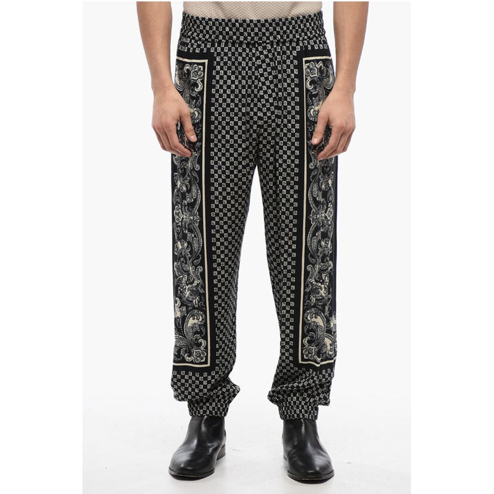 Monogram Viscose Pants with Cuffs