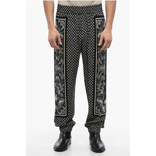 Monogram Viscose Pants with Cuffs
