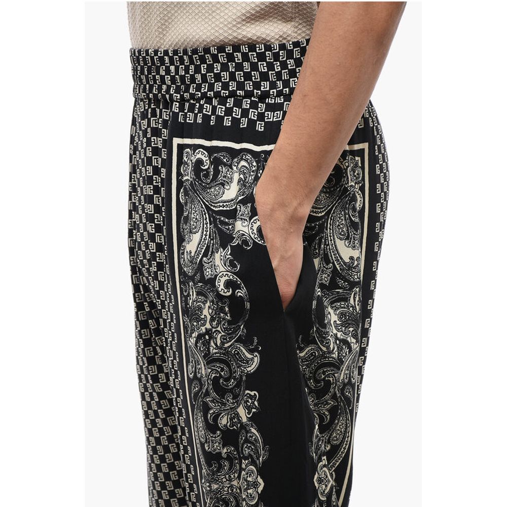 Monogram Viscose Pants with Cuffs