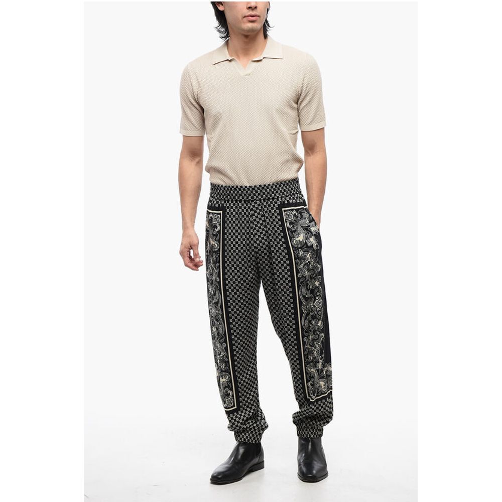 Monogram Viscose Pants with Cuffs