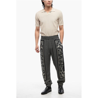 Monogram Viscose Pants with Cuffs