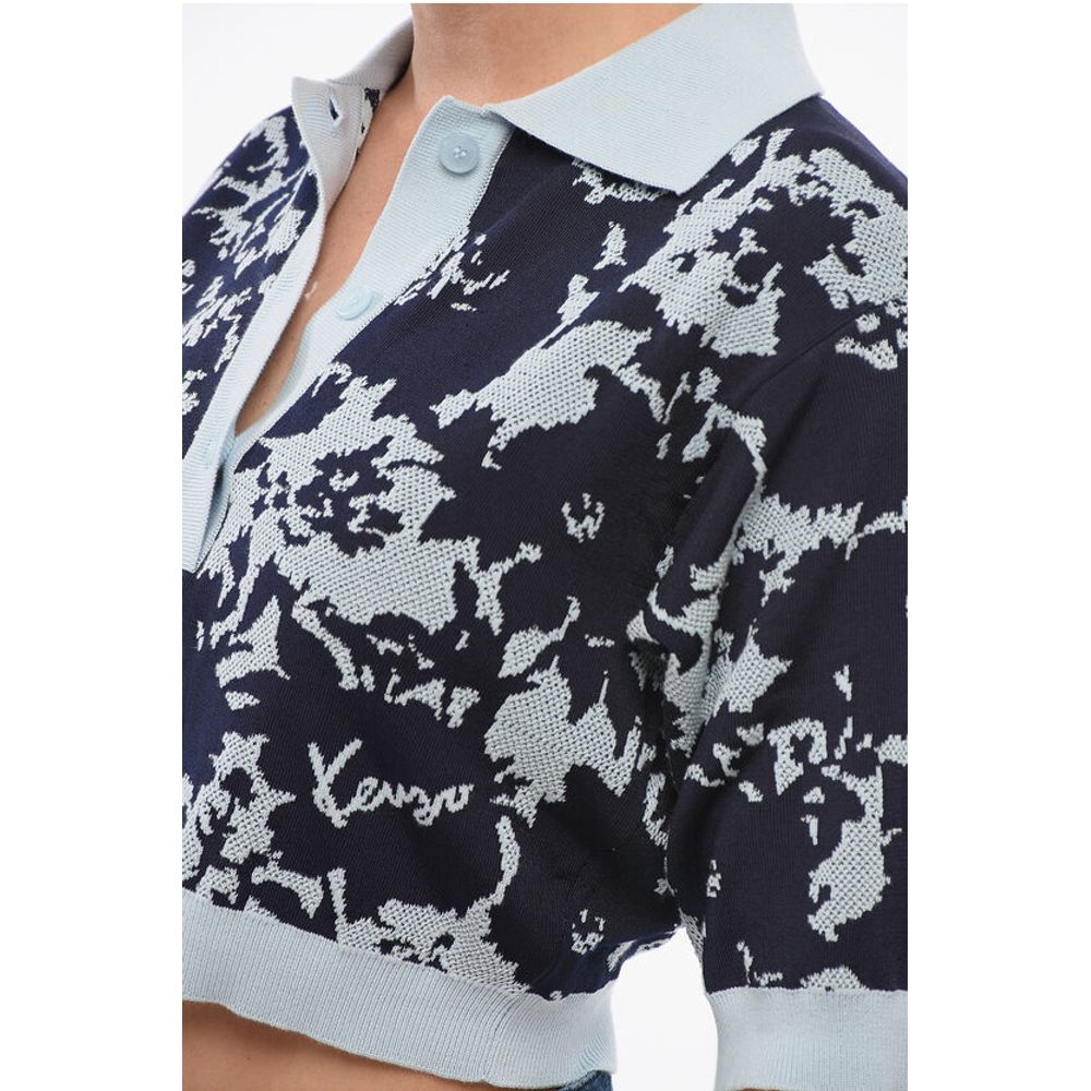 Jacquard Cotton Blend Cropped Fit Polo
