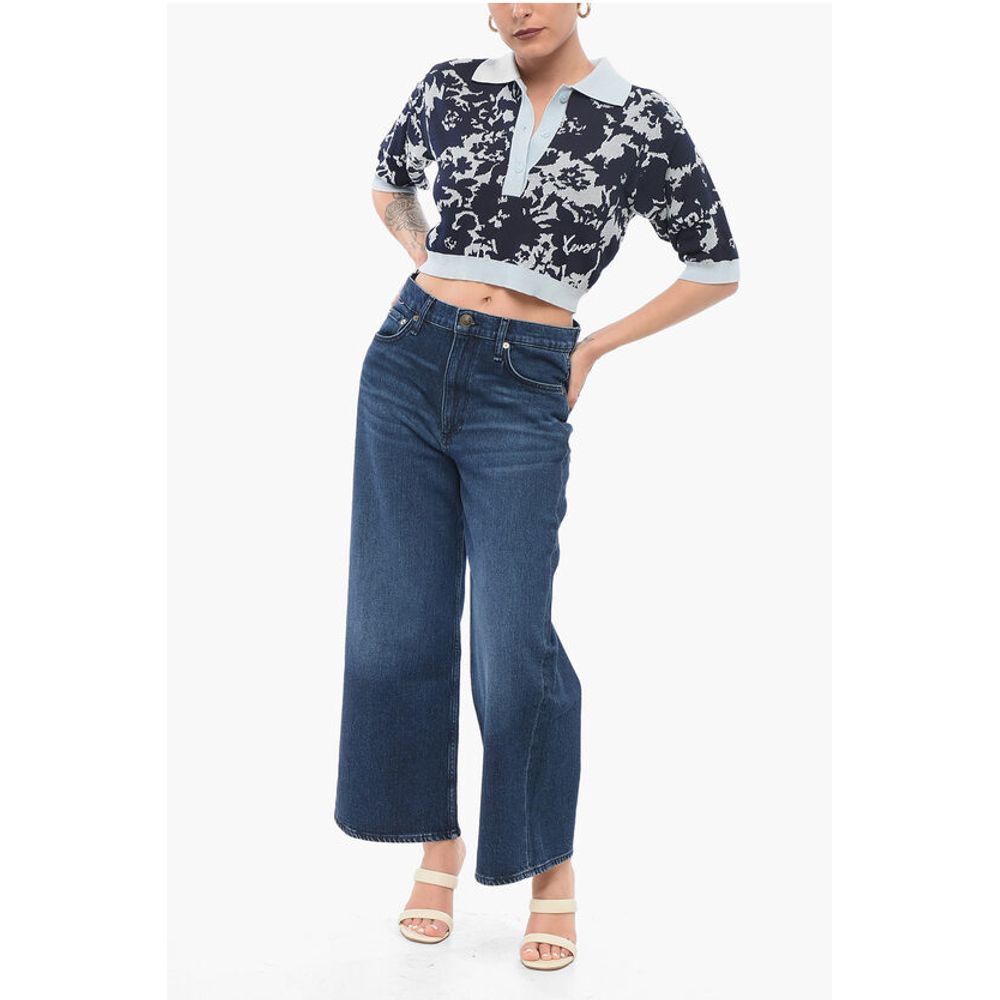 Jacquard Cotton Blend Cropped Fit Polo